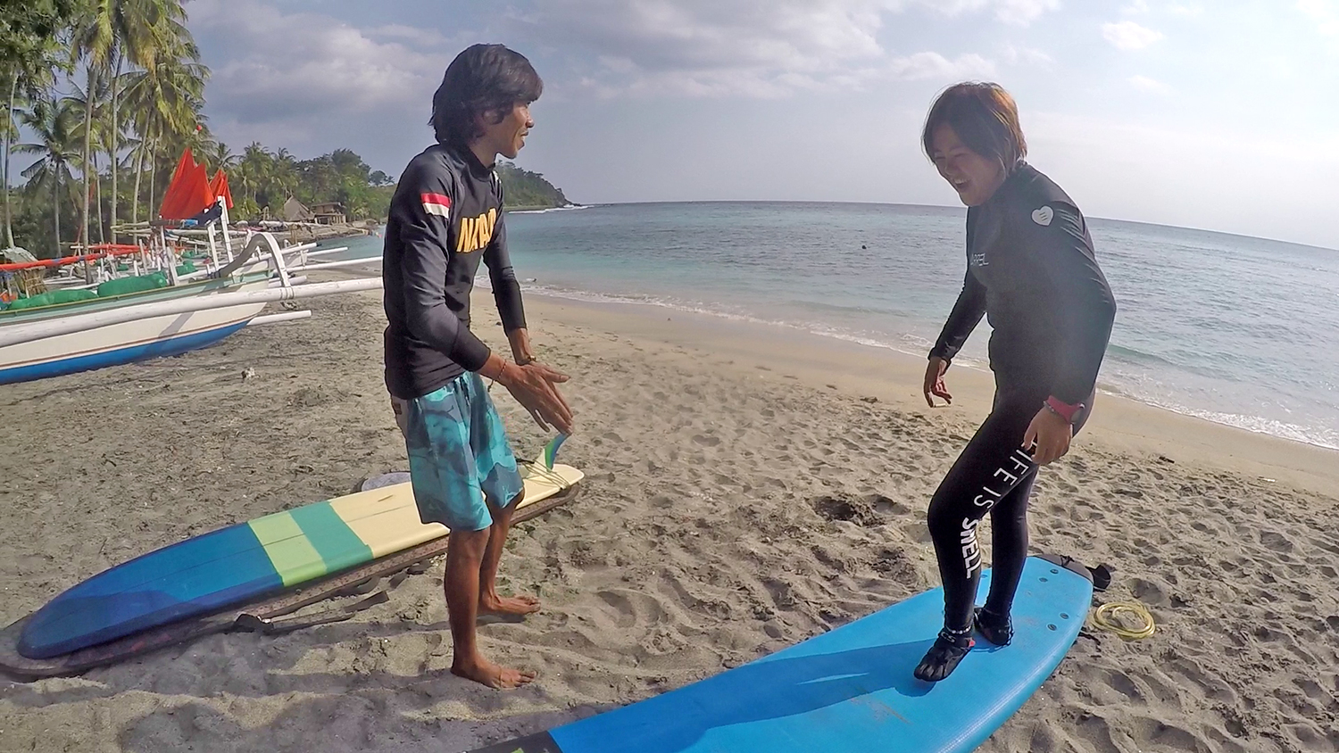 learning to surf lombok
